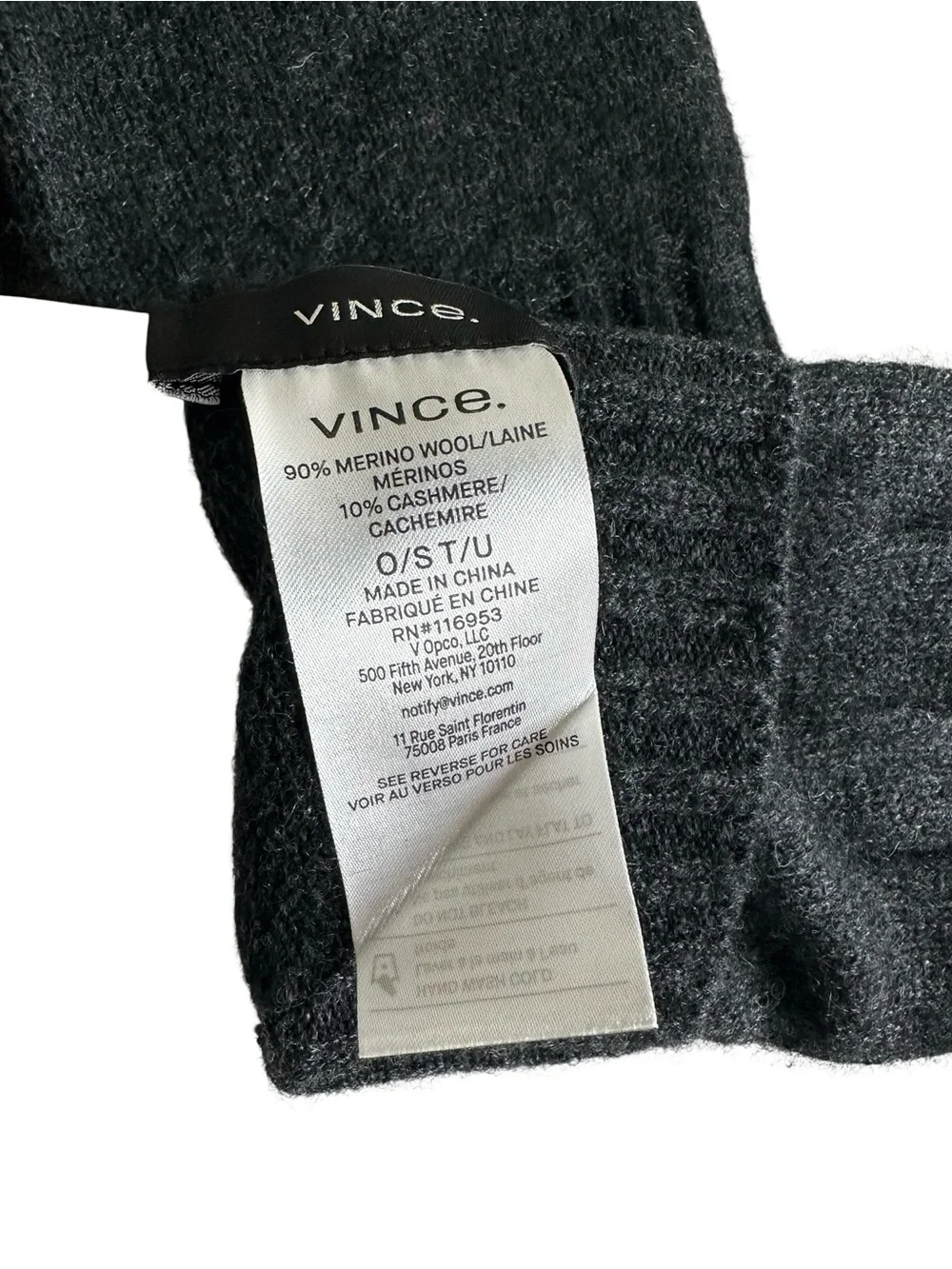 Vince Gift Set Merino Wool Cashmere Touch Tech Beanie Gloves Charcoal NWT Unisex